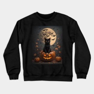 Halloween Pumpkin Cat 7 Crewneck Sweatshirt